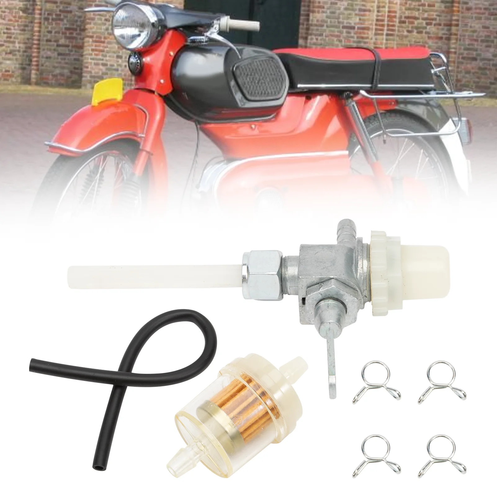 صنبور الوقود M12 x 1 مع فلتر الوقود لخرطوم الوقود لـ Hercules Prima Kreidler Zündapp Moped Mokick