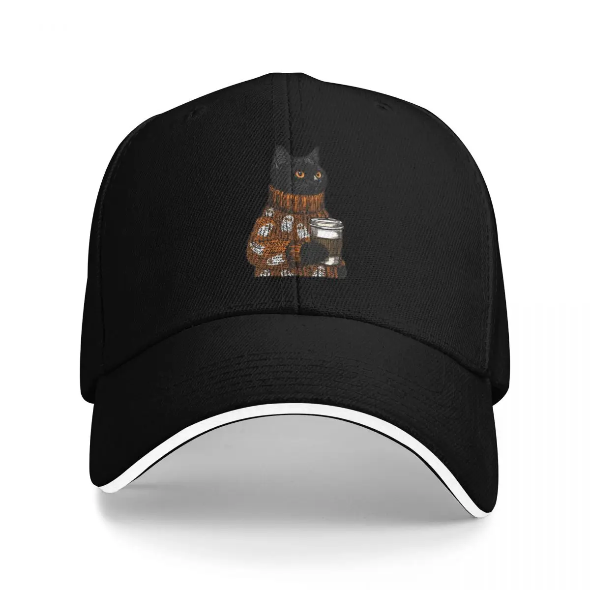 

October Morning Coffee Cat Baseball Cap Thermal Visor Streetwear Golf Hat Man Elegant Women's Hats Men's