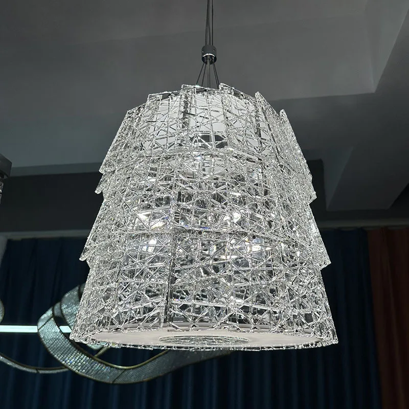 restaurant Crystal Chandelier Personalized Circular Bar Counter Luxurious Home Villa Modern Island Table Lighting Fixtures