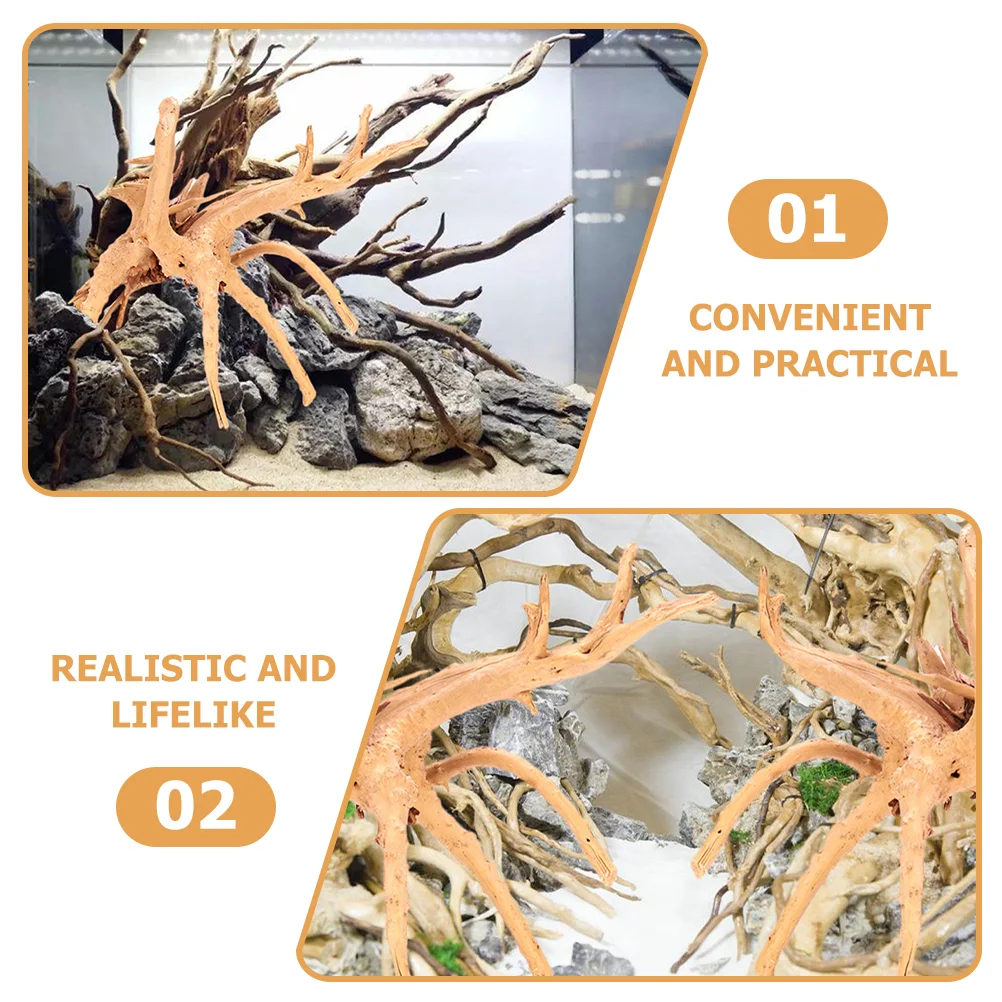 2 Pcs 10 15CM Natural Driftwood Aquarium Decorations for Fish Tank Reptile Pond Landscape naments Realistic Shape Non Fading