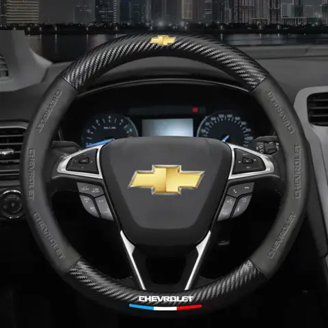 탄소 섬유 자동차 핸들 커버 Chevrolet Colorado Cruze Spark Captiva Malibu 용 통기성 안티 슬립 스티어링 커버