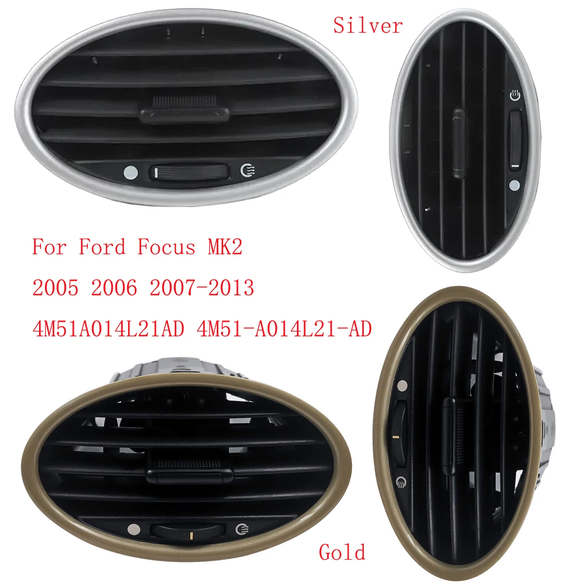 2 قطعة داش مركز تكييف الهواء منفذ تنفيس مصبغة عاصي لفورد فوكس MK2 2005 2006 2007-2013 4M51A014L21AD 4M51-A014L21-AD