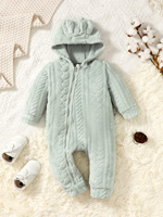Baby Boys&Girls Bodysuit Cute Hooded Long Sleeved Plush Zip-up Onesie Winter Warm Jumpsuit Clothes for 1-24 Months Toddler Girl