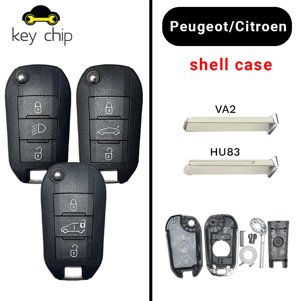 

Чехол для ключа Keychip 4A для Peugeot 308 4008 для Citroen C3 C5 C6, откидной дистанционный складной автомобильный ключ, кнопки лампы 433 МГц