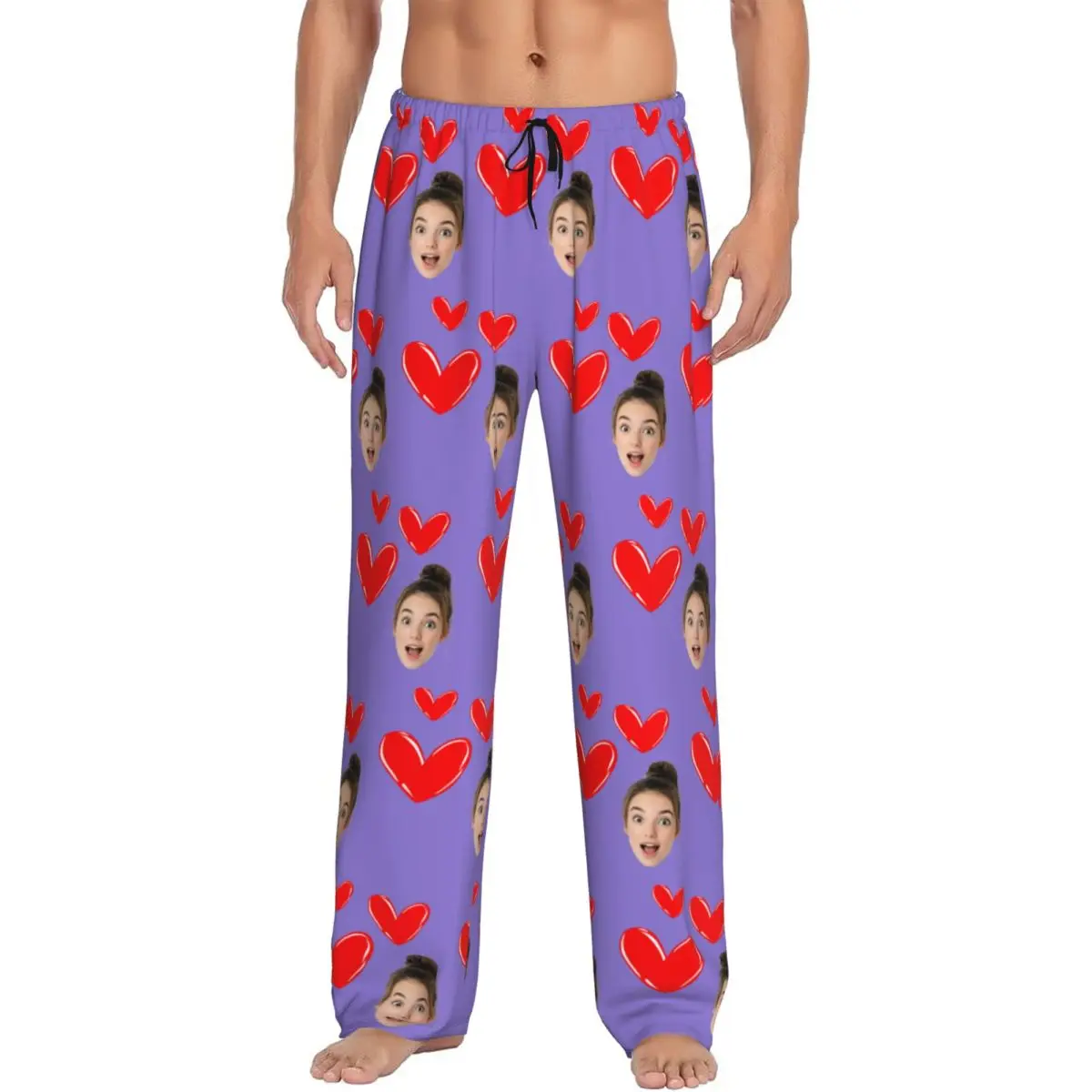 

Custom Men Personalized Head Face Photo Pajama Pants Printed Best Gift For Him Sleep Sleepwear Bottoms with Pockets