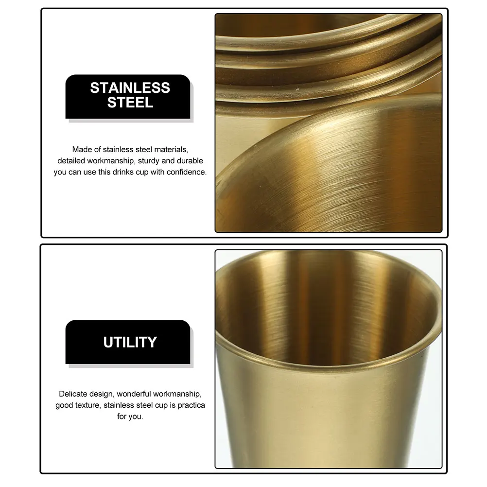 

4pcs Reusable Stainless Steel Drinking Portable Water Sturdy Metal Coffee Rustproof Lightweight Household Wine Cup