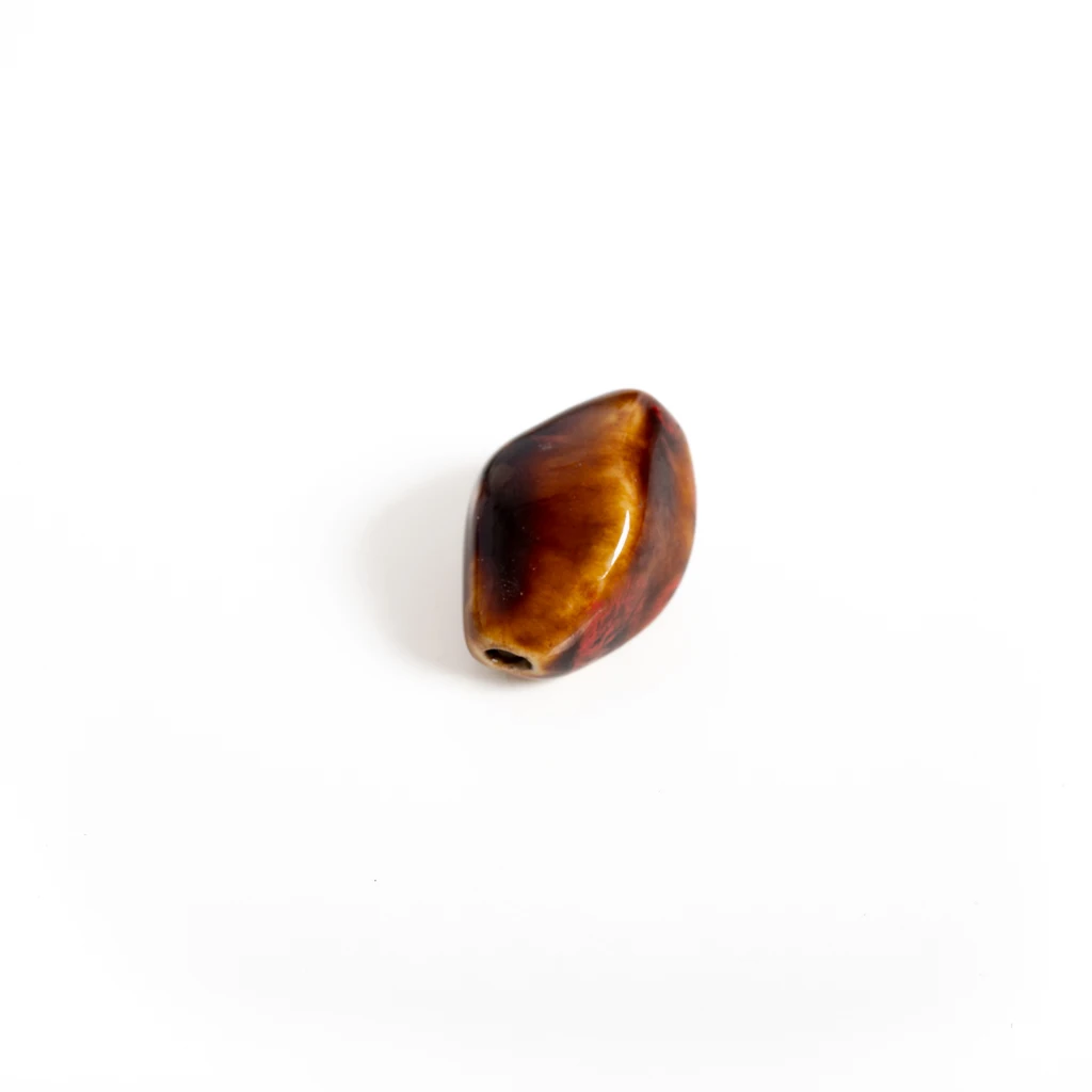 Amber Color Ceramic Long Twist Bead Vintage Large Hole Focal Bead DIY Jewelry Making Necklace Bracelet Pendant 1pcs