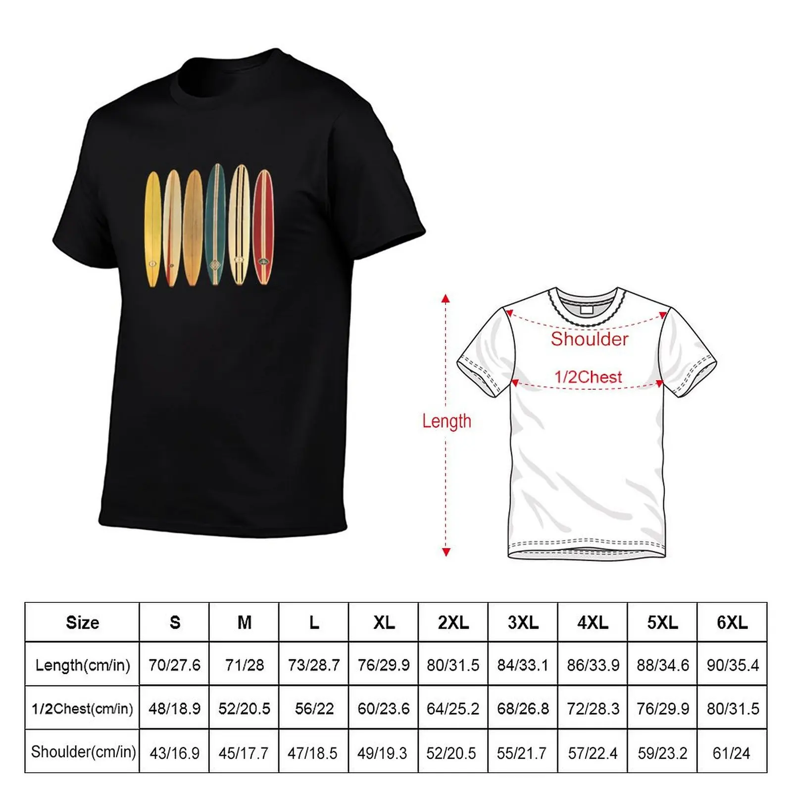 Retro Surfboards T-Shirt Outdoor Sports Lightweight Tee