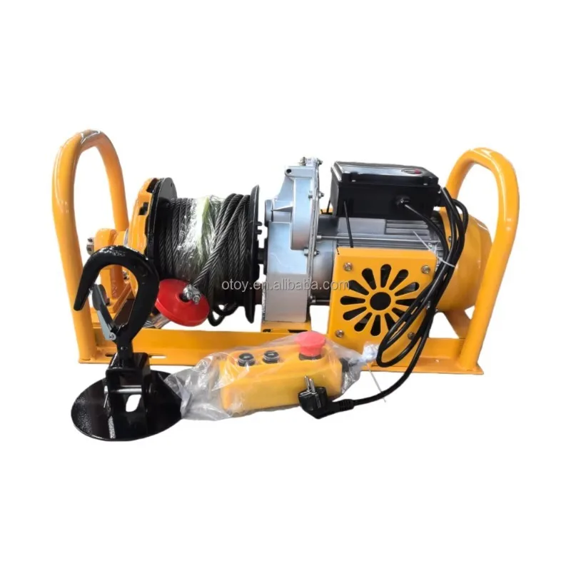 Portable 400kg 500kg 1000kg Electric Wire Rope Winch with Manual Clutch Electric Hoist is used for lifting and traction