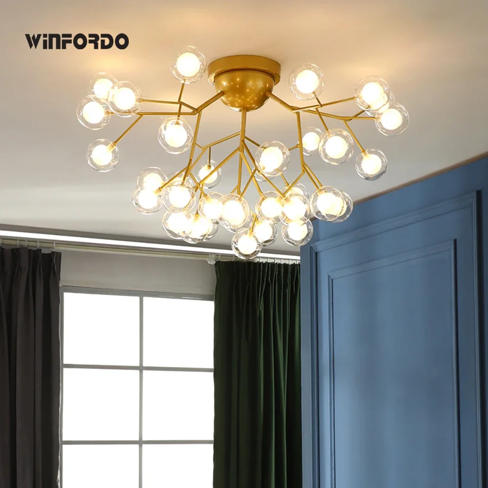 

2024 Modern Led Ceiling Chandeliers Lighting Tree Branch Mount Kids Lamps Ball Glass Shades Lights For Bedroom Winfordo Lighting