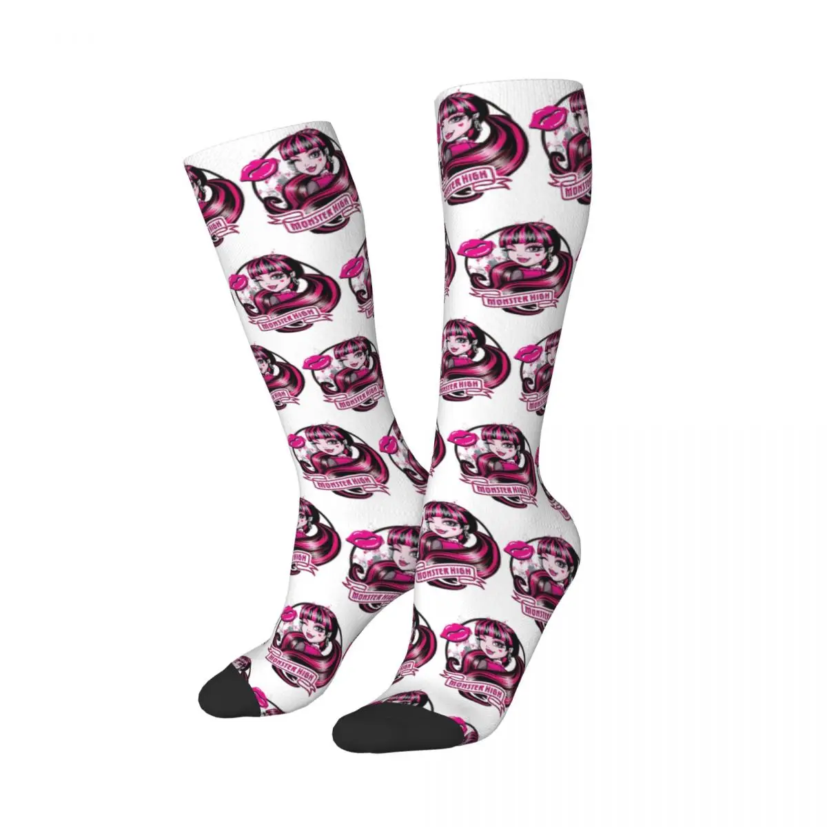 Monster High Doll Pretty Pink Pattern Socks Harajuku Stockings All Season Long Socks Accessories for Unisex Birthday Present