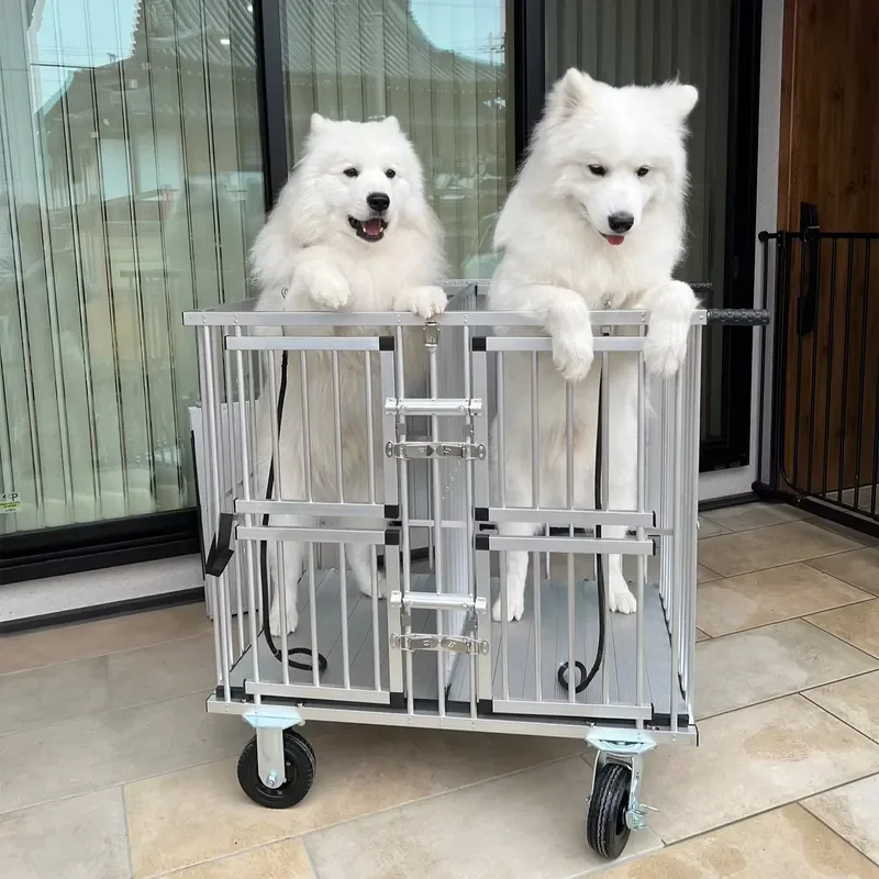 Aluminum 4 Wheel Folding Pet Stroller Pet Grooming Competition Shows Easy-to-Assemble Dog Trolley