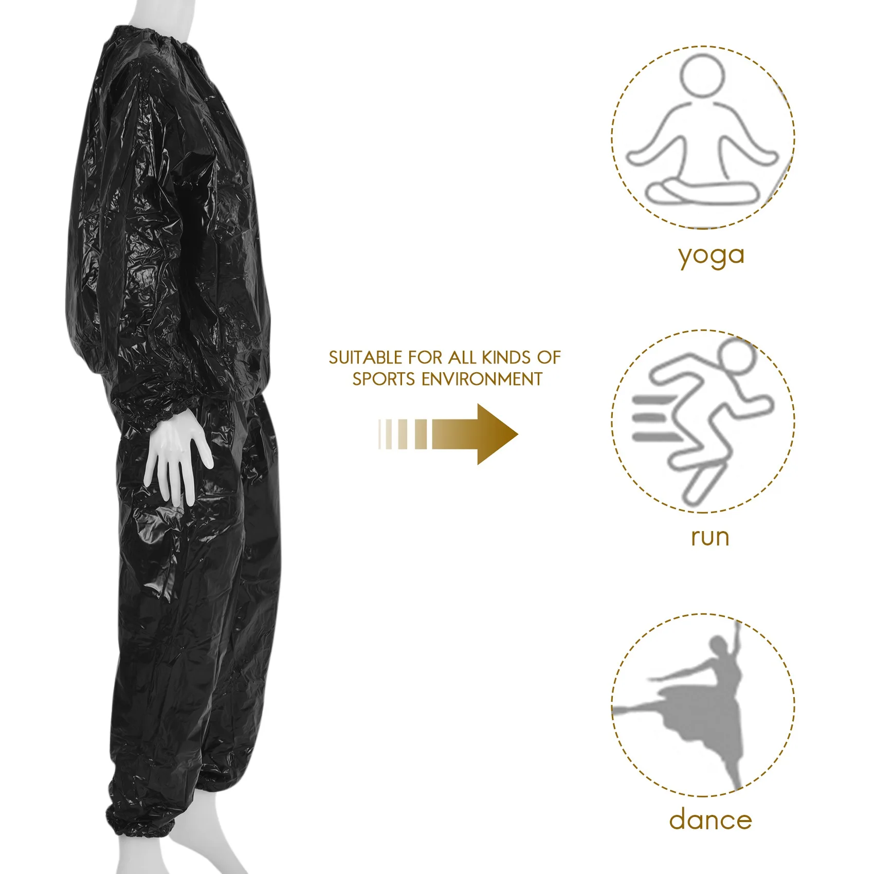 

ABLJHeavy Duty Fitness Weight Loss Sweat Sauna Suit Exercise Gym Anti-Rip Black XXXL