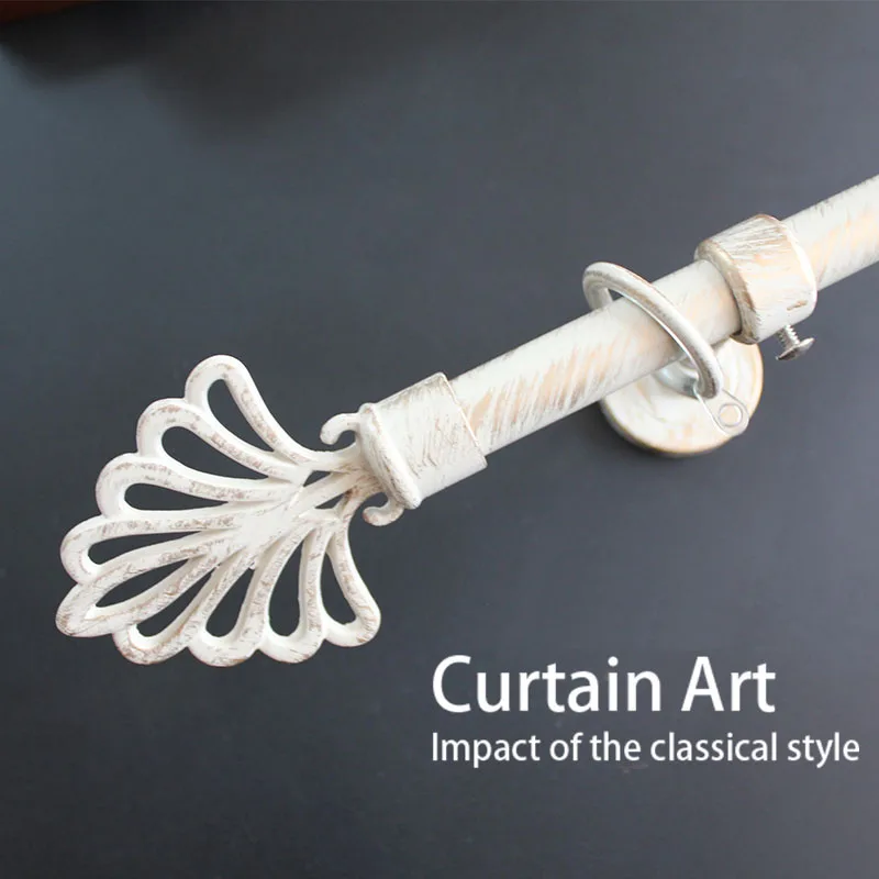 19mm exquisite milk white hand sweeping gold curtain rod / Roman rod / European and American pastoral country style curtain rod