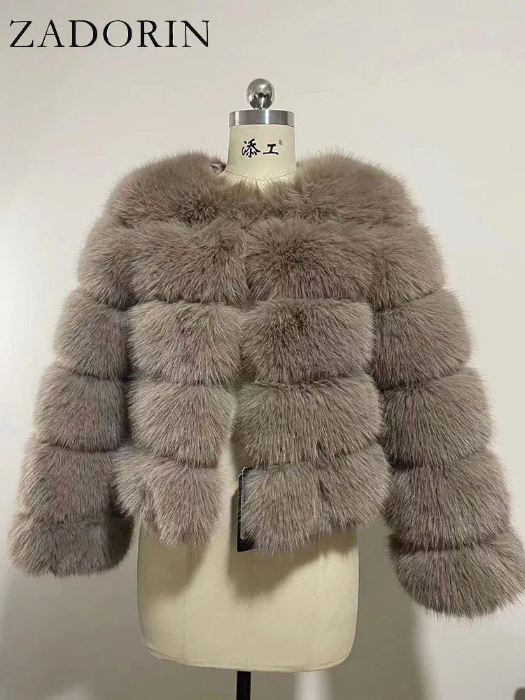 ZADORIN Langarm Faux Fuchs Pelzmantel Frauen Winter Mode Dicke Warme Pelz Mäntel Oberbekleidung Gefälschte Pelz Jacke Frauen Kleidung