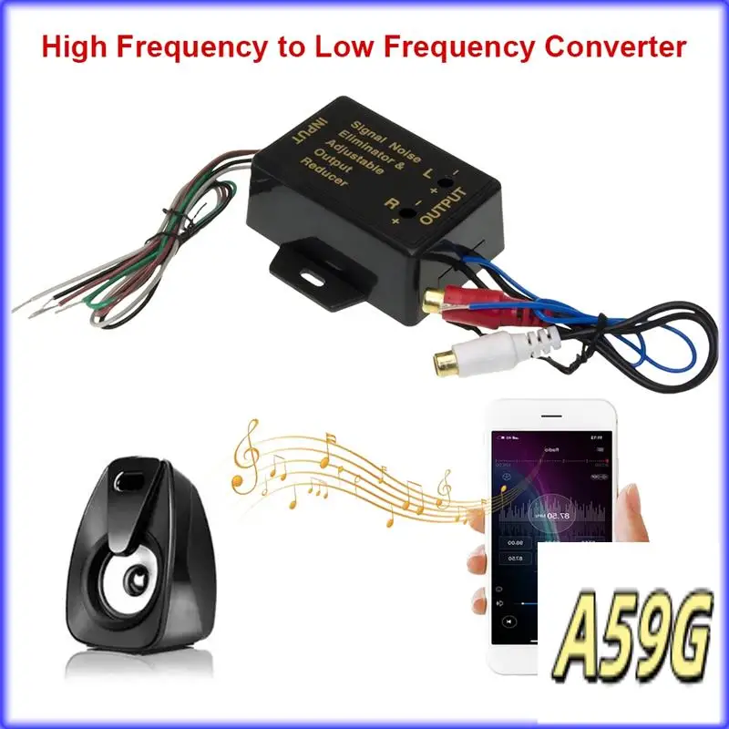 

G9-HI/LOW Level Converter 2 Way High Level To Low Level Converter 12-24V Car Speaker Audio Converter 40W Adjustable Adapter