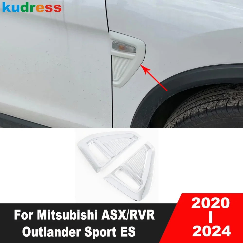 Car Front Side Signal Turning Light Lamp Cover Trim For Mitsubishi RVR/ASX/Outlander Sport ES 2020-2023 2024 Chrome Accessories