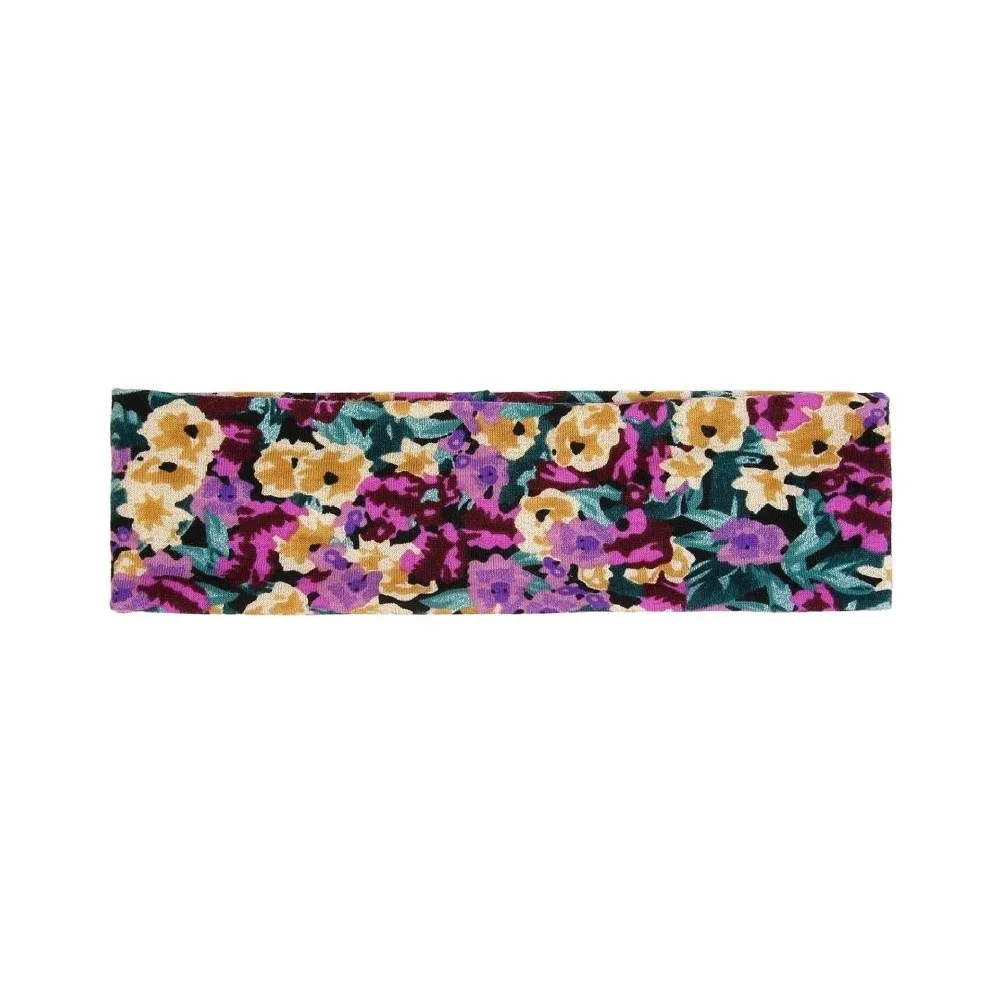 Floral Pattern Elastic Headband Elastic Stretch Sweat Absorbent Floral Hair Band Wide Width Breathable Fabric Sports Sweatband