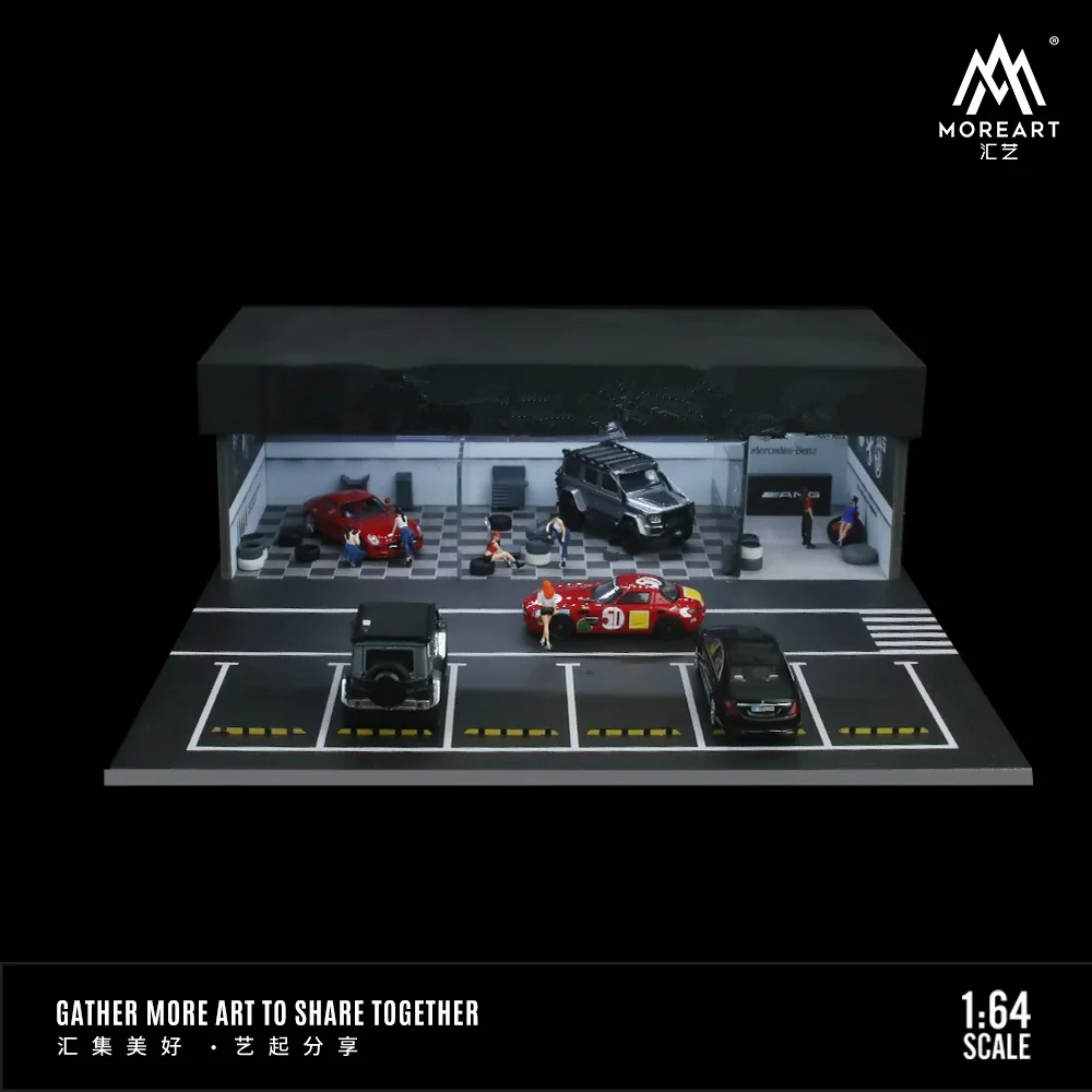 TimeMicro&MoreArt 1/64 Showroom with Led Lighting Diorama theme car showroom light version assembly storage display scene