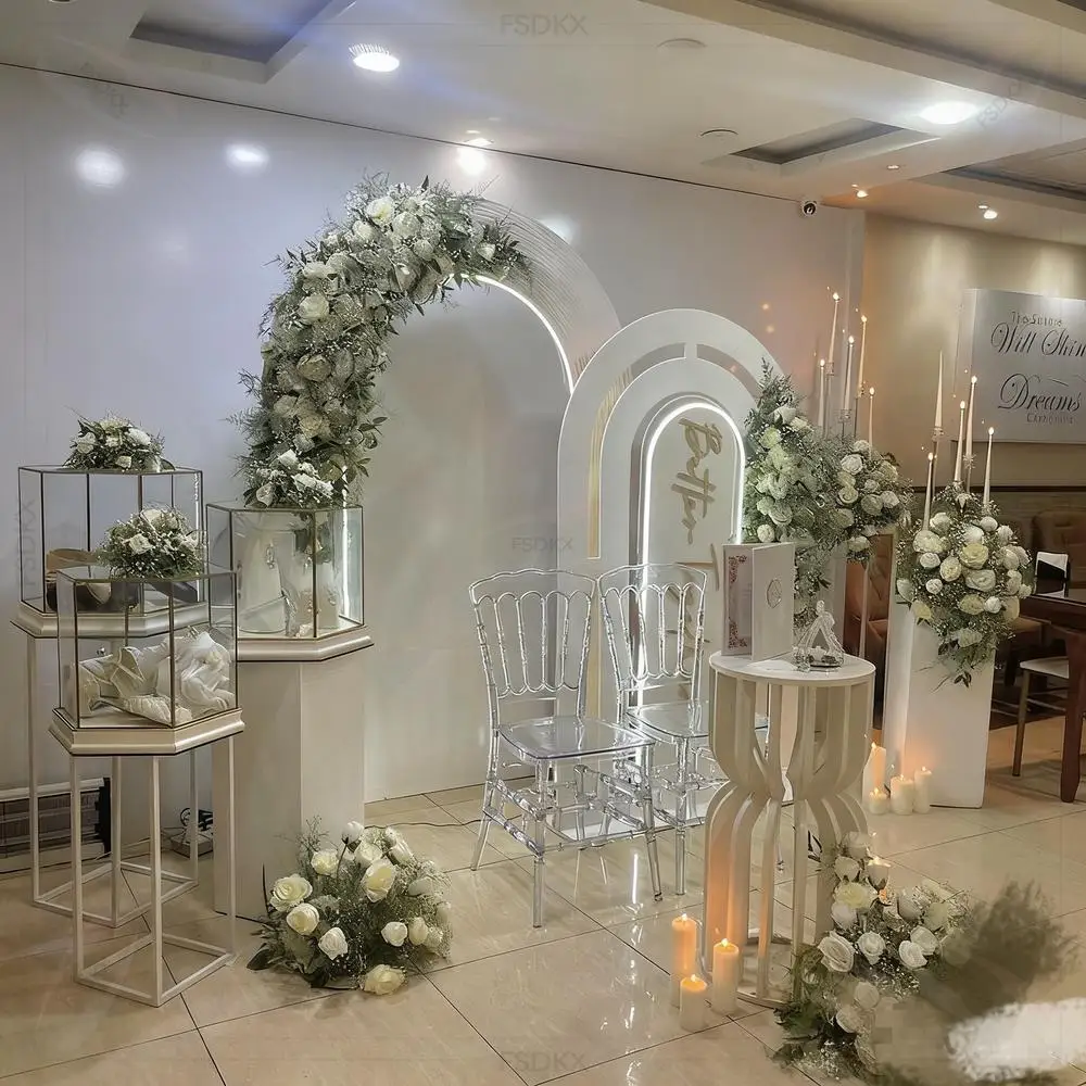 

Hot Selling White Color Pvc Backdrop Stand Arch Backdrop for Wedding Party Event Decoration