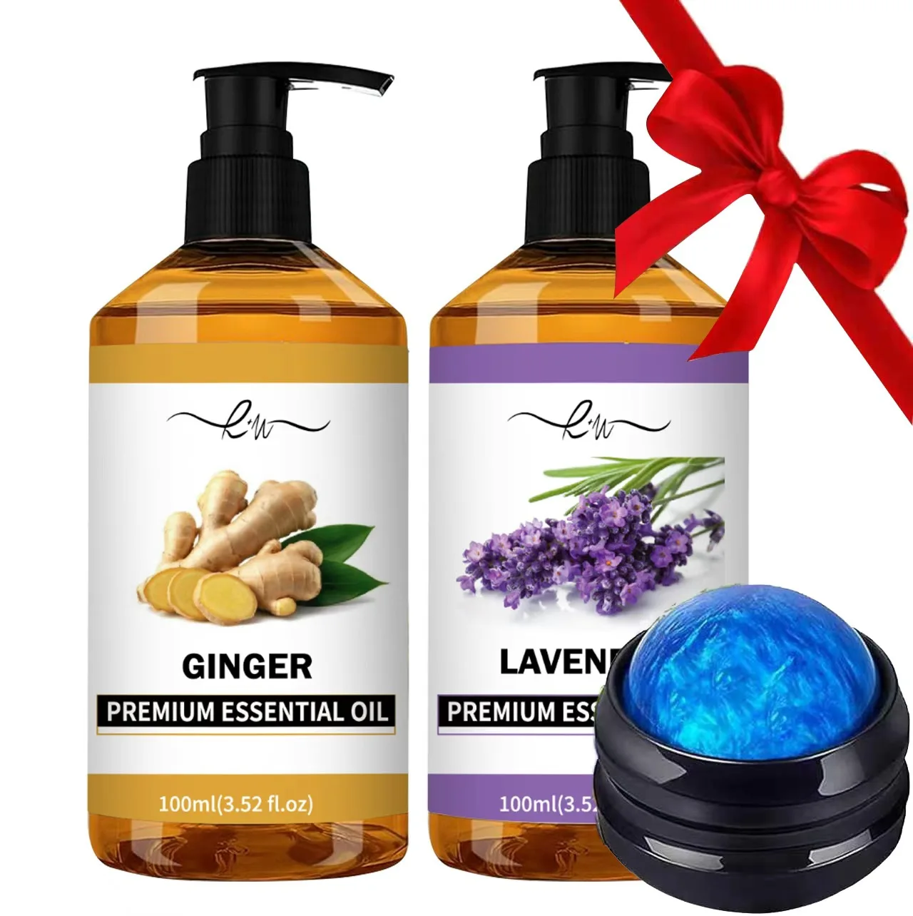 Lavender Ginger Herbal Massage Oil 100ml - Coconut Chamomile Infused, Hair Care & Full Body Massage, Relaxing Meridian Oil, Natu
