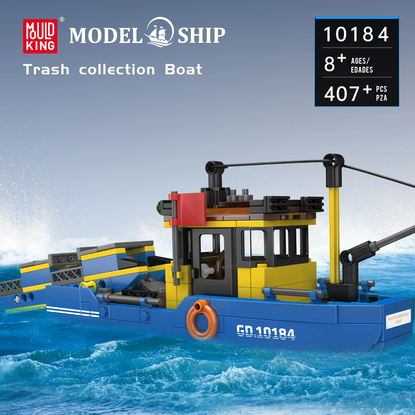 

Mold King 10184 Коллекция мусора Лодка Строительные блоки Утилизация мусора Модель корабля Детская STEM Образовательная игрушка Подарок на день рождения 407 шт.