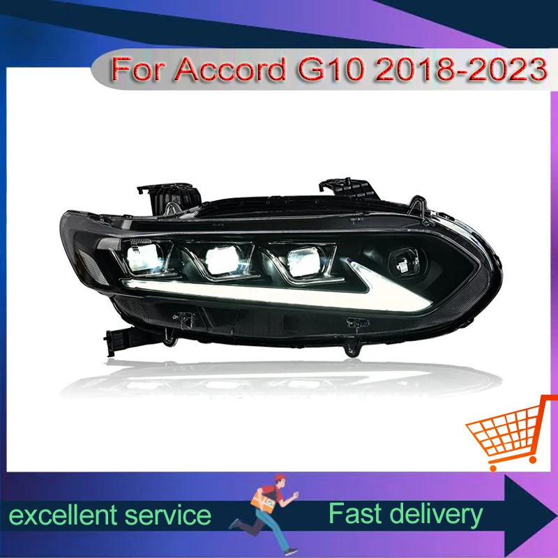 Car New Headlights For Honda G10 Accord 2018-2023 LED Head Lamp Assembly Modified Lens Horse Race A Touch Of Blue Front Lights