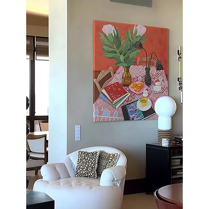 Pintura en lienzo de arte moderno, decoración abstracta, comedor, mesa, porche, nicho, vida muerta de gama alta