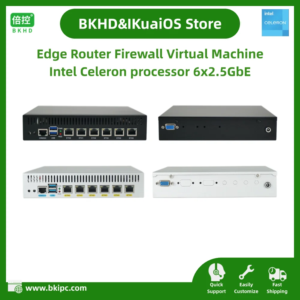 IKuaiOS Network Appliance Built-in Celeron Processor 6x2.5GbE for Firewall Router Virtual Machine Home Gateway OTS 6L