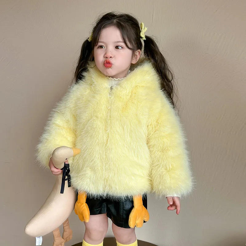 Autumn Family Matching Wool Blends Jacket for Mom and Daughter Duck Woolen Coat with Hoodies Mother Daughter Matching Outfits view 5