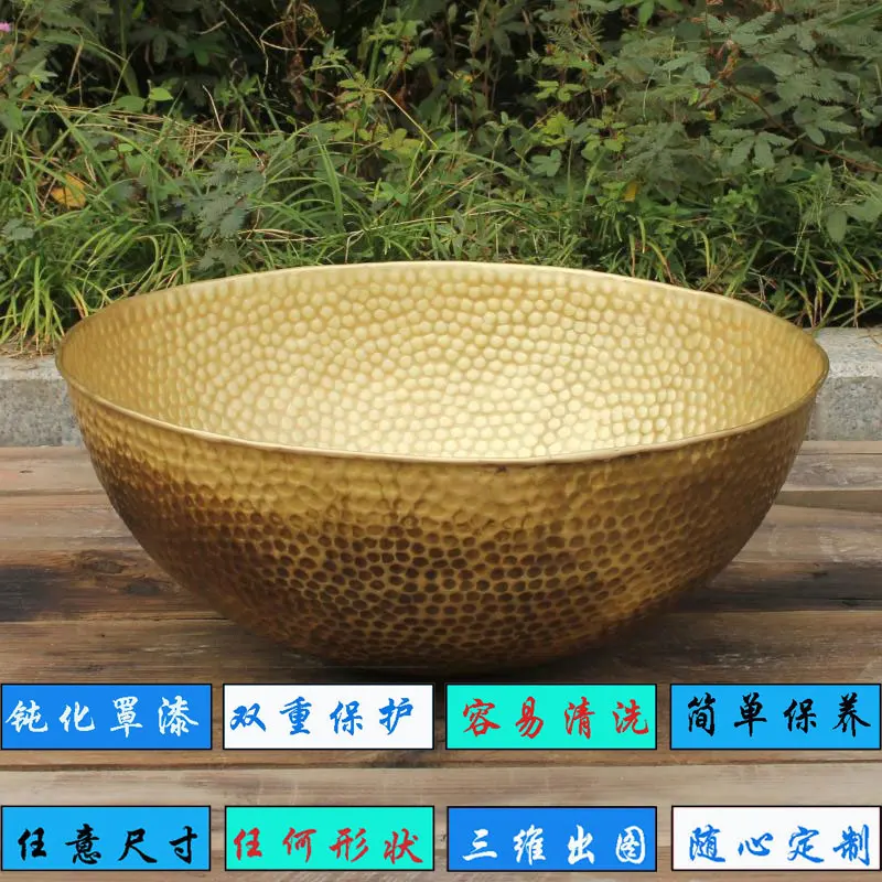 European handmade pure copper wash basin hotel retro brass table basin washbasin export antique household brass basin