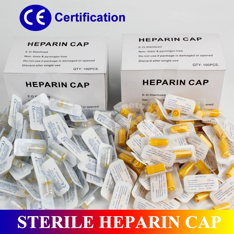 100pcs Disposable Heparin Cap IV Cannula Catheter Heparin Caps for Animals Dog Cat Veterinary Medical Consumables