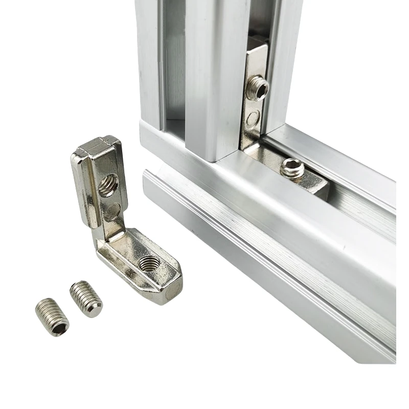 10Pcs 2020 3030 4545 4040  Series Inside Hidden Bracket L Shape Interior Corner Connector with Screws for Aluminum Profile