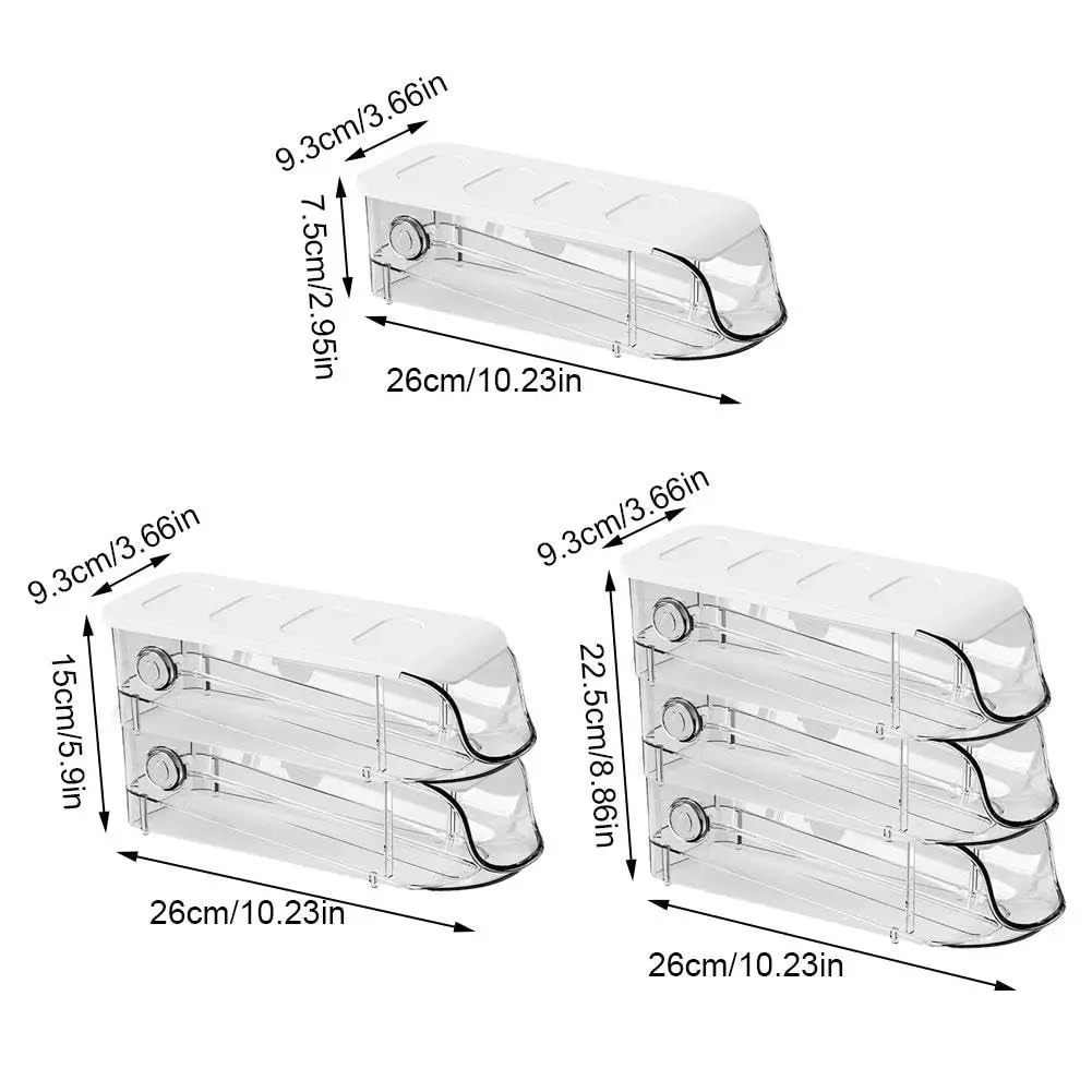 Clear Egg Tray Organizer for Refrigerator Egg Holder Auto-Scrolling Egg Storage Container Dispenser for Refridge with Lid