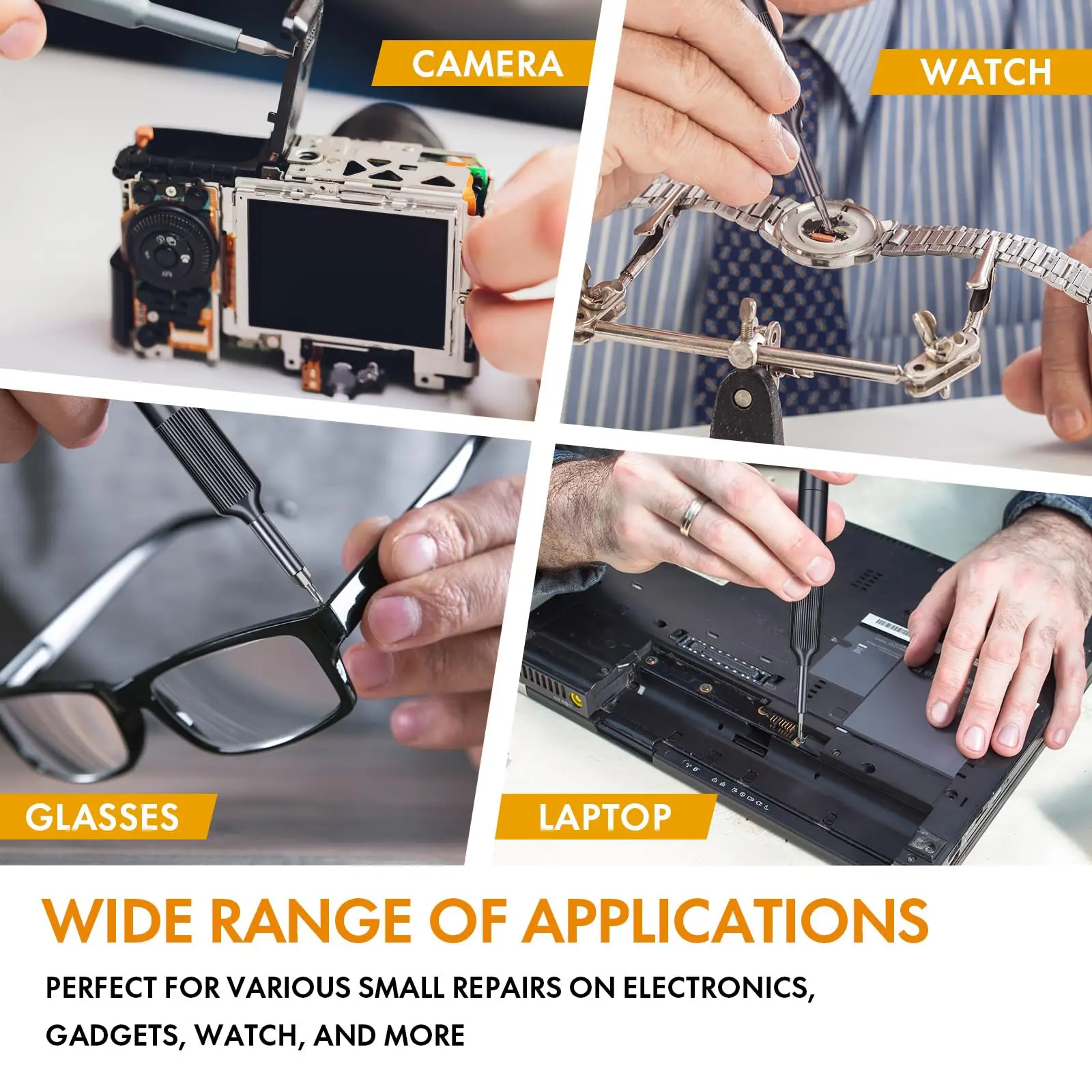 Jeu de mini tournevis de précision 27 en 1 de style stylo avec mallette de rangement intégrée et porte-embout magnétique pour montres électroniques, etc.