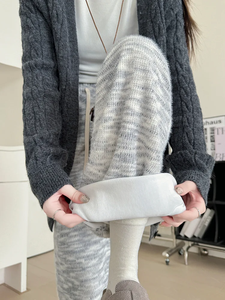 بنطال ذو قصة أرجل واسعة محبوك المرأة الكورية الصيف الحضرية عادية جديدة في الهواء الطلق عطلة تنفس مشروط المرقعة فلوي Femininas #4