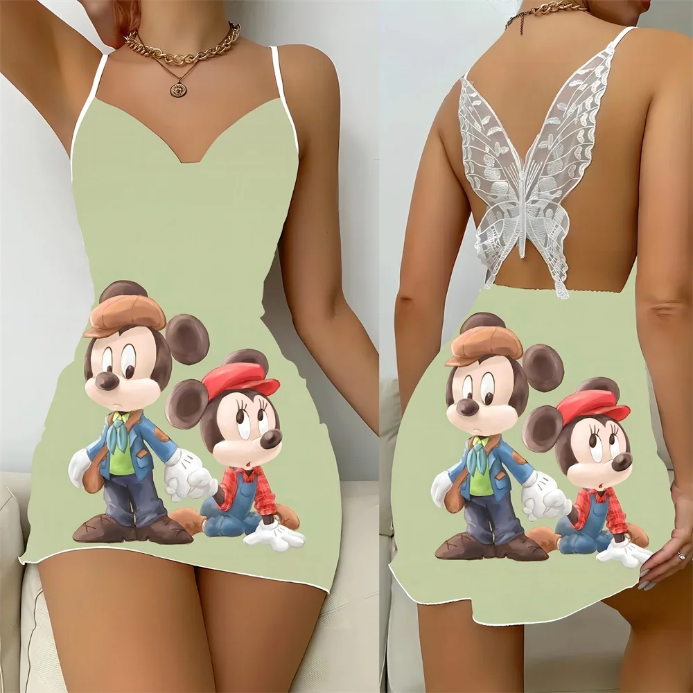 New Pattern Disney Cartoon Women's Pajama Sexy Charming Female Suspender Sleeping Dress Summer Sleevesless Nightwear for Women