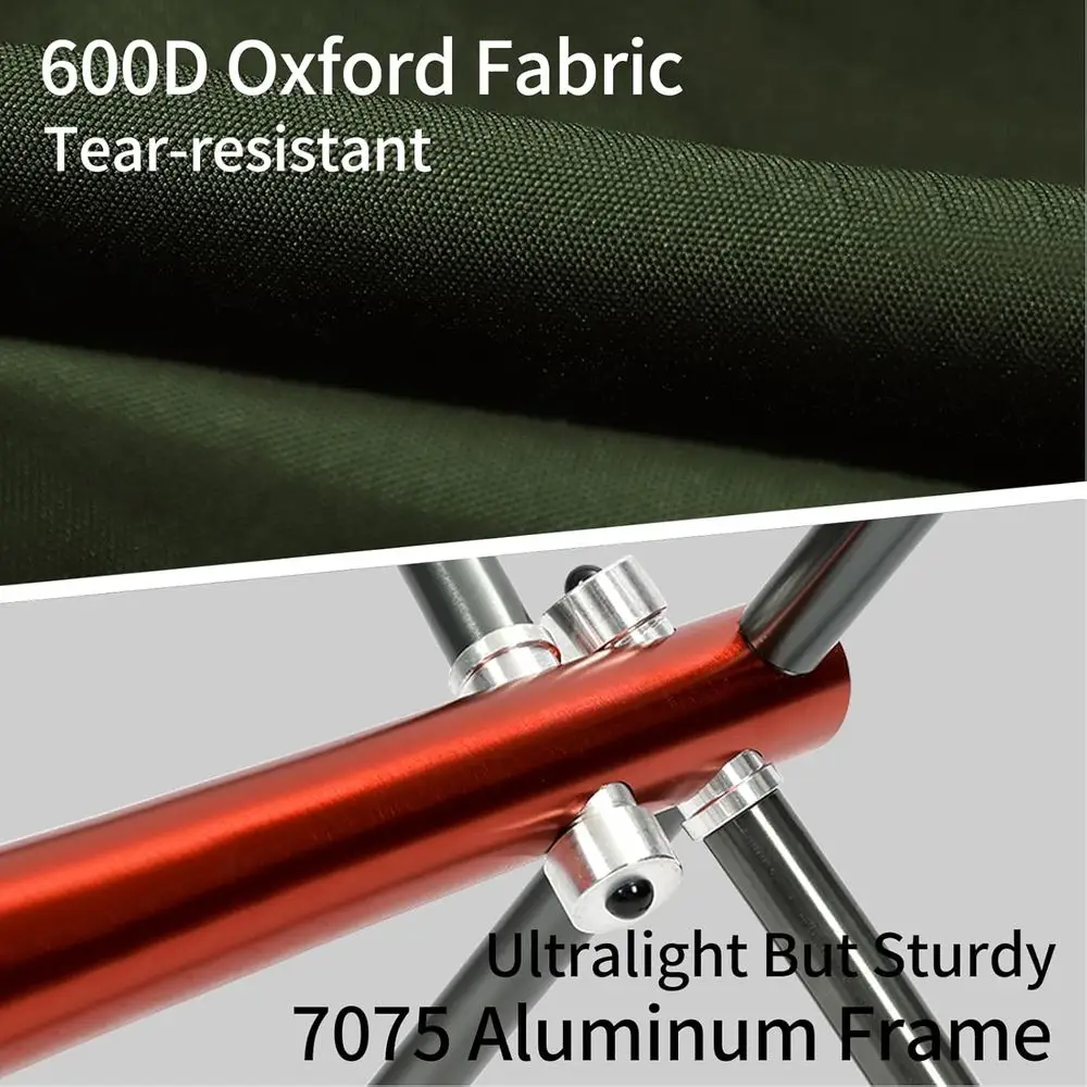 كرسي تخييم محمول عالي الظهر قابل للطي من الألومنيوم للبالغين مع وسادة وجيب وحقيبة حمل - مثالي لحقائب الظهر والمشي لمسافات طويلة و #4