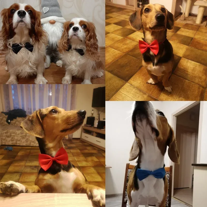 40cm Adjustable Dog Cat Bow Tie Puppy Pets Neck Tie Pet Supplies Kitten Cat Dog Collar Strap Cat Dog Grooming Accessories 1PC