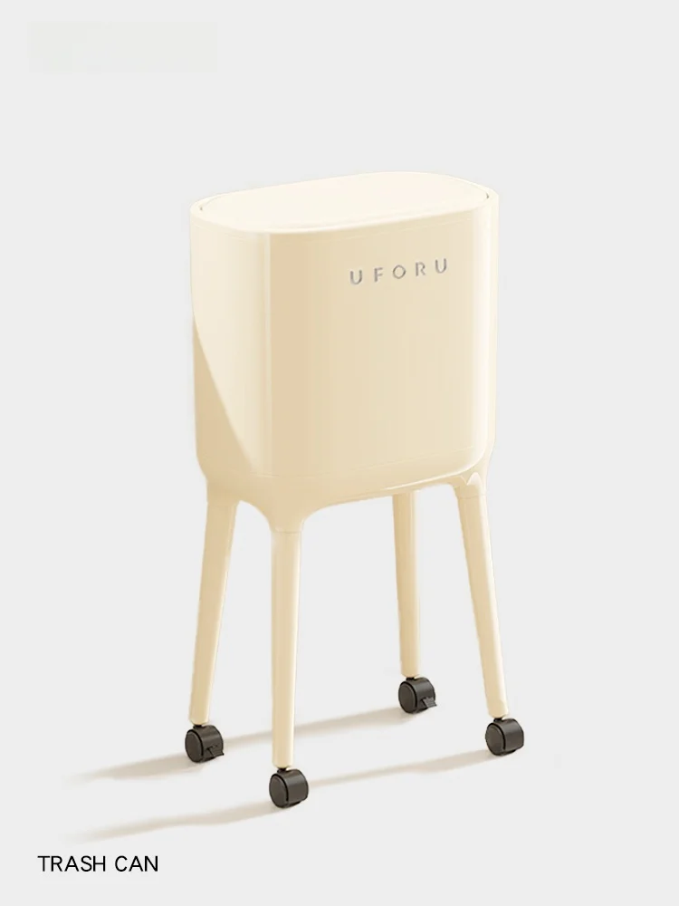 

Large Size Kitchen Tra Can Home Use 2025 New Model with Cover Luxury High End Mobile with Wheel No Bending Waist Tra Basket