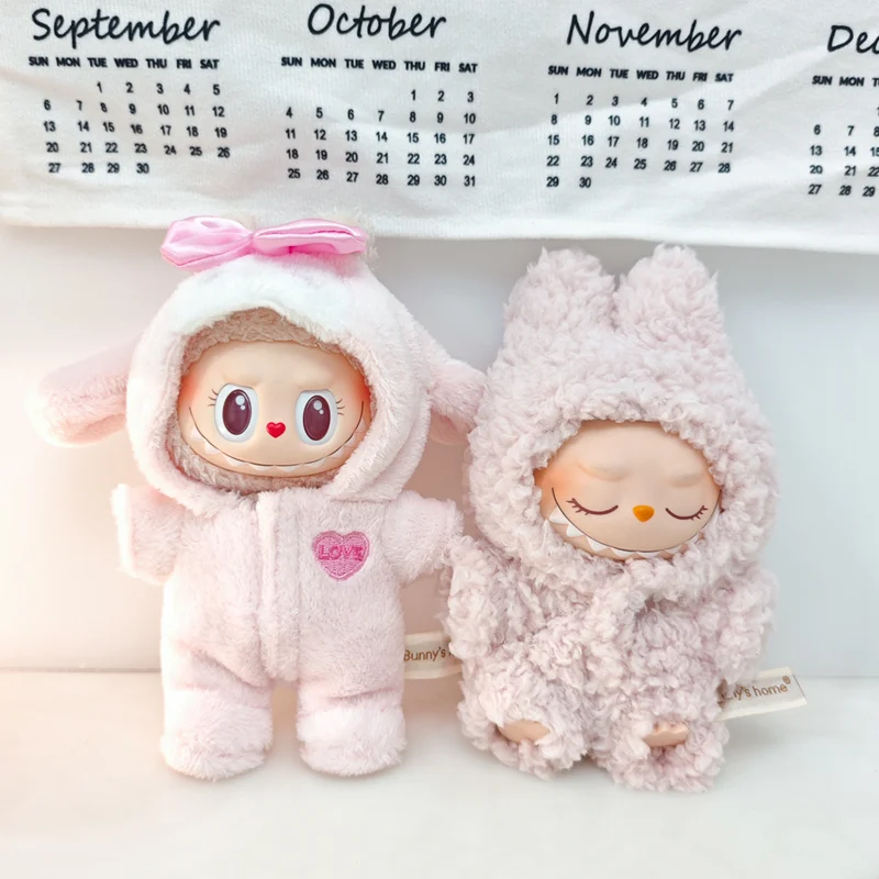 

Милые аксессуары для кукол, комбинезон для 17 см Labubu V1V2, одежда для мини-кукол, детские подарочные пакеты для кукол, комплект боди с волосатым кроликом