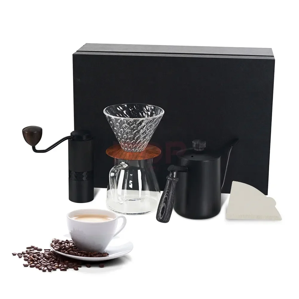 

Manual Grinder Coffee Pot 600ml Drip Gooseneck Kettle Entry Level Coffee Set With Gift