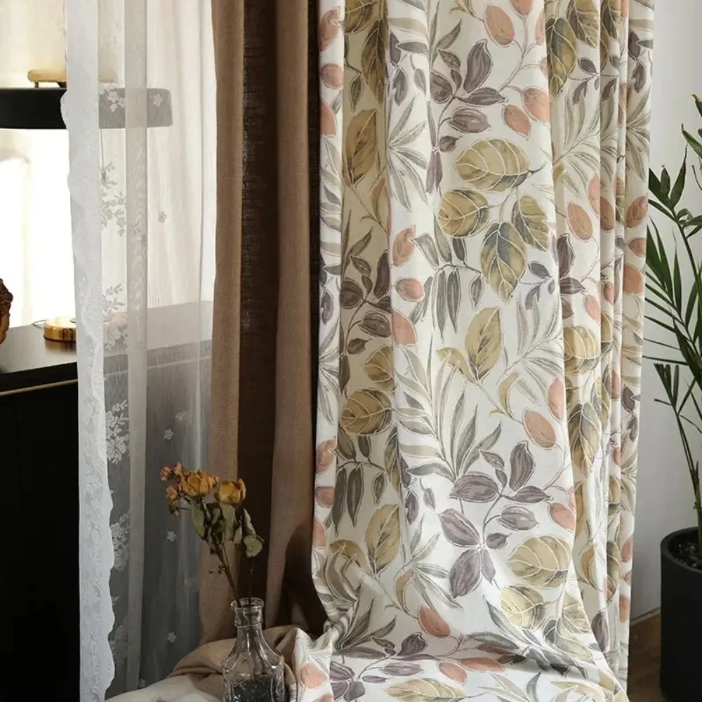 Cotton and Linen Curtains for Living Room Bedroom Dining American Countryside Modern Retro Custom Size White Tulle