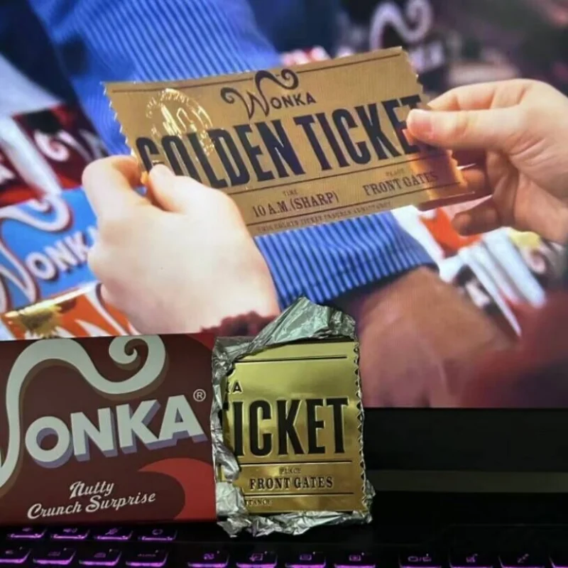 Wonka Charlie 초콜릿 골든 티켓, 애니메이션 골드 바우처 브로치 핀 배지, 금속 핀 북마크 컬렉션, 할로윈데이 선물