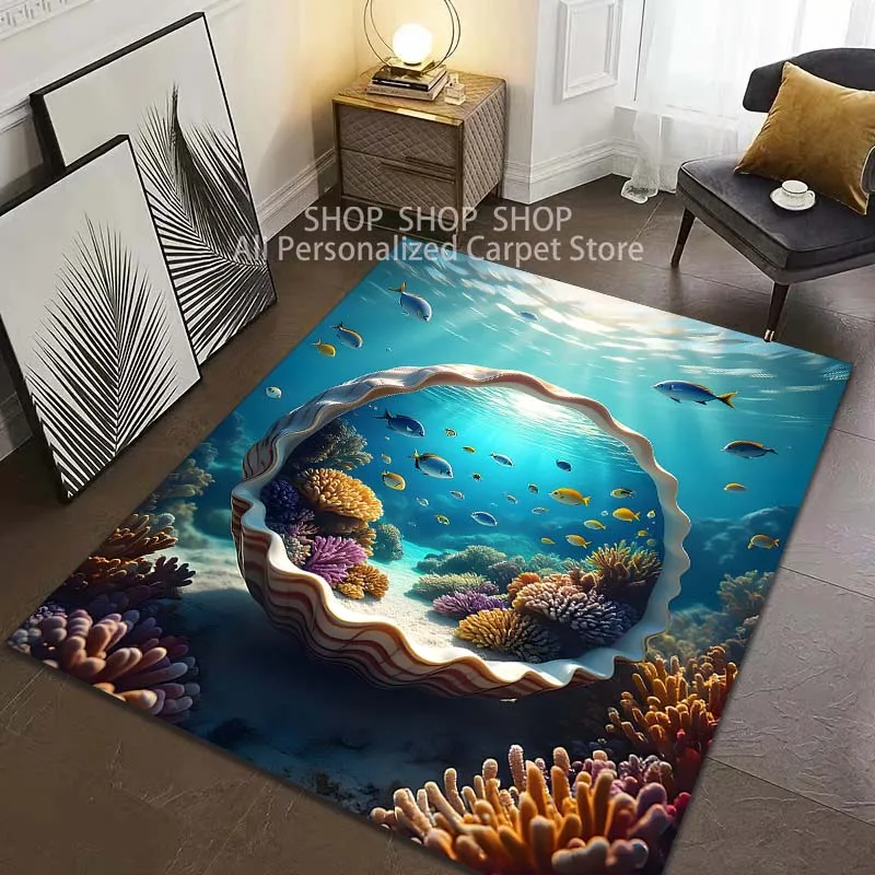 Fantasy Underwater World Art Pattern Carpet for Living Room Bedroom Sofa Home Decor Non-slip Floor Mat Luxury Gift Outdoor Rug
