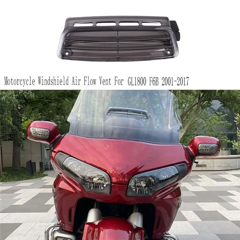 AEA7-Motorcycle Windshield Air Flow Vent Adjustable Windscreen Window Grille For Honda Goldwing GL1800 F6B 2001-2017