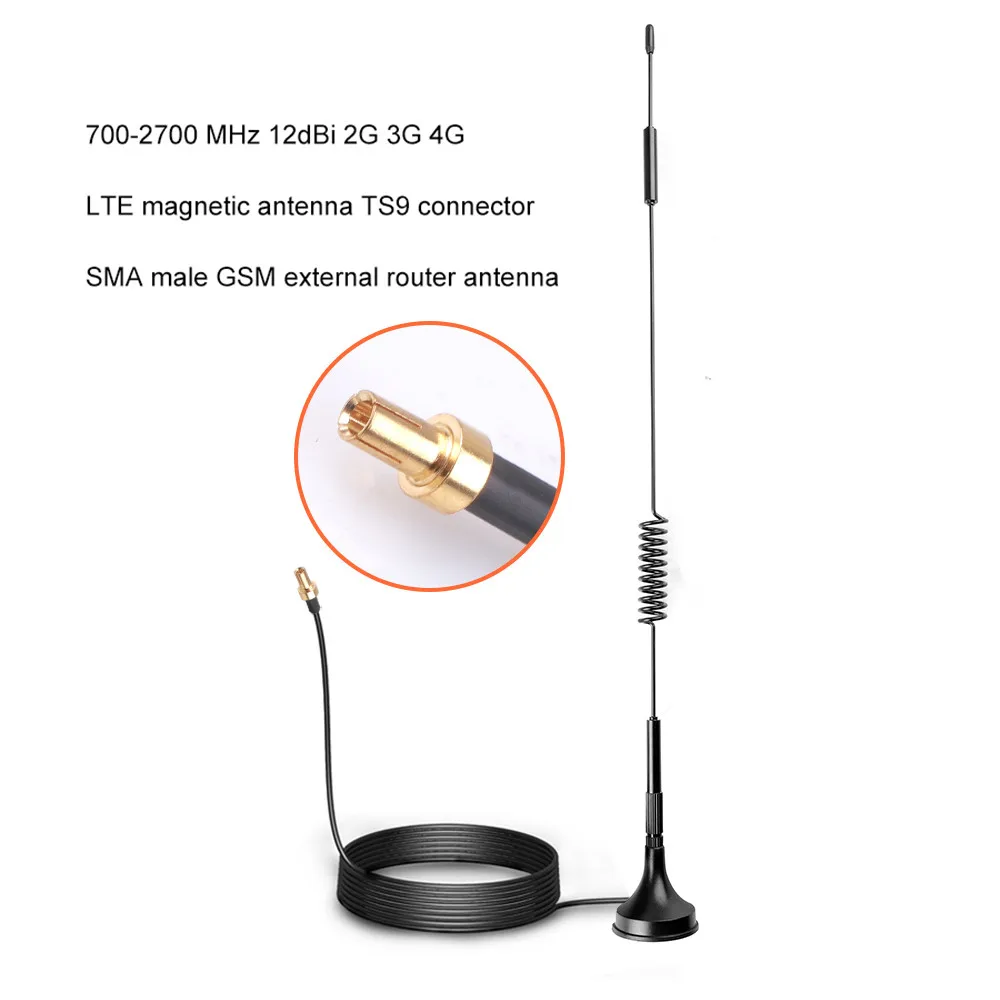 12dBi LTE Magnetic Antenna Network Card 4G TS9 CRC9 SMA Male Connector GSM for Router Camera Signal Booster xternal Antenna 1.5m