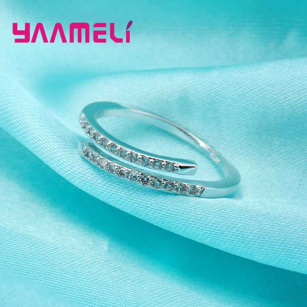 Women's 925 Sterling Silver Thin Ring with White Zircons