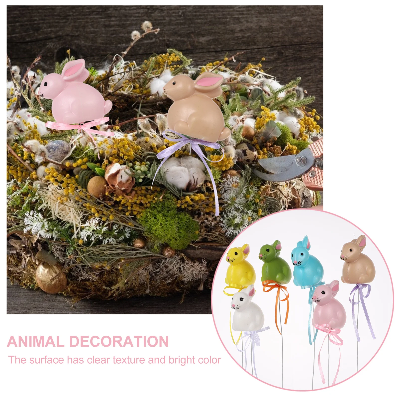 

6Pcs Easter Simulated Animal Decoration Smooth Surface Lightweight Plastic Animal Cutting Ornaments for Flower Pot