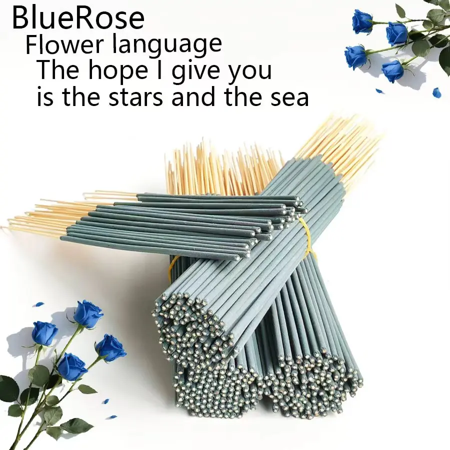 21/128/225pcs Blue Fairy Blue Rose Incense Stick, 8.66 Inch, Long-Lasting Fragrance Suitable for Home Meditation Valentine Day